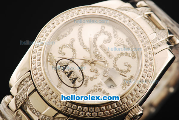 Rolex Datejust Rolex 3135 Automatic Movement Full Steel with Diamond Bezel and Diamond Strap - Click Image to Close